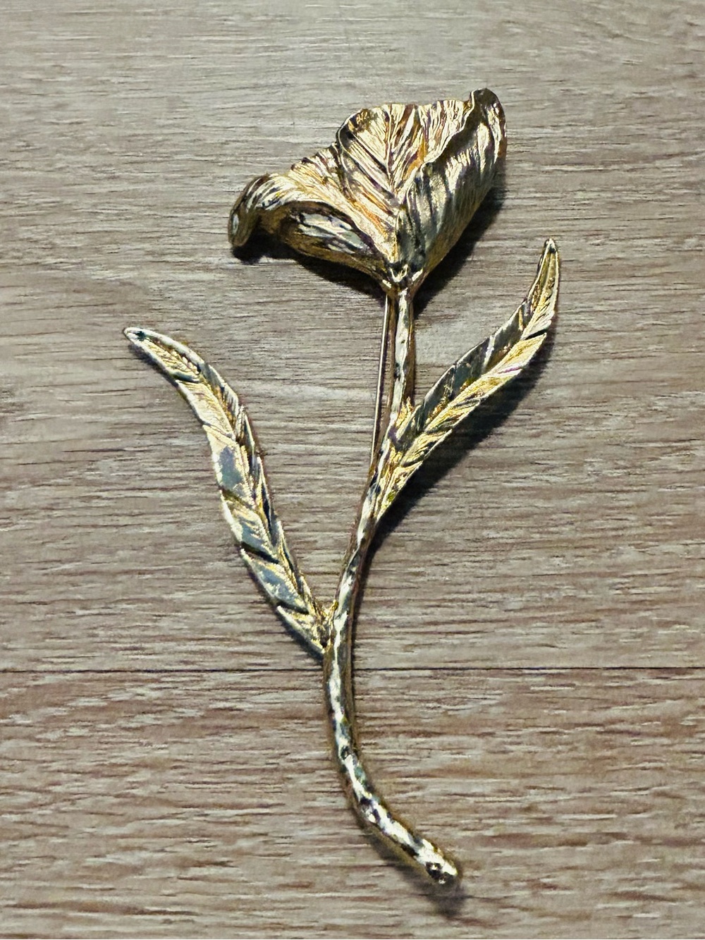 Large Gold Floral Stem Brooch